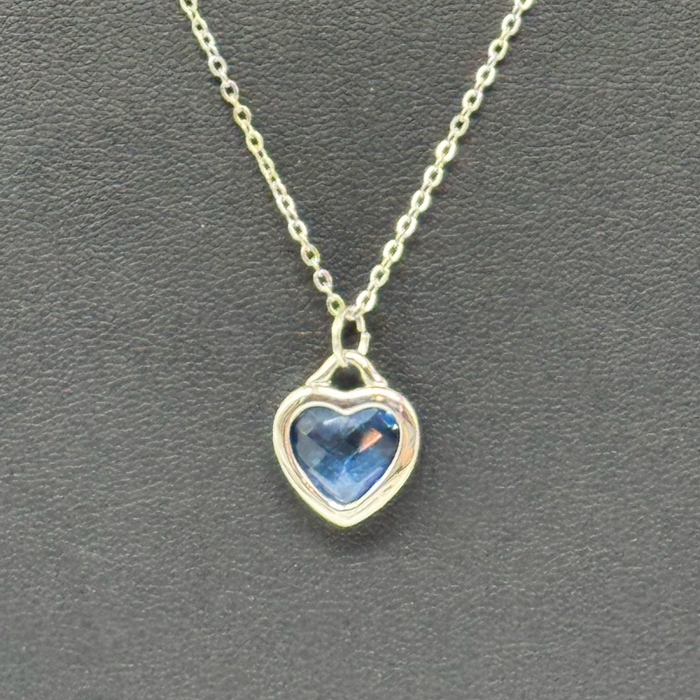 Crystal AB Blue Heart Necklace made with Swarovski Crystals
